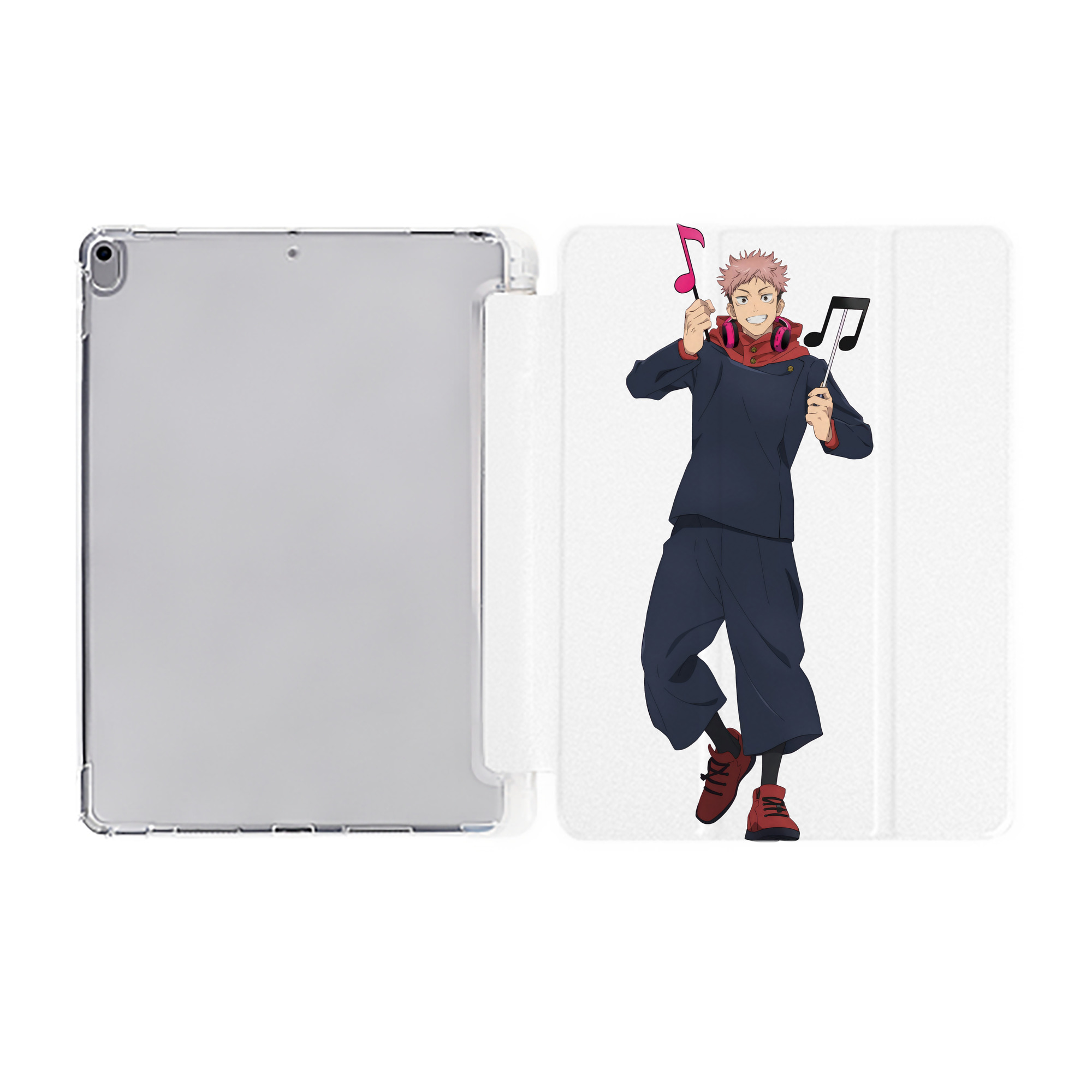 （画像用） 呪術廻戦 Jujutsu Kaisen IPad ケース ペン収納付き 三つ折りスタンド PUレザー×シリコン 対応機種9.5/10.5/10.9インチ